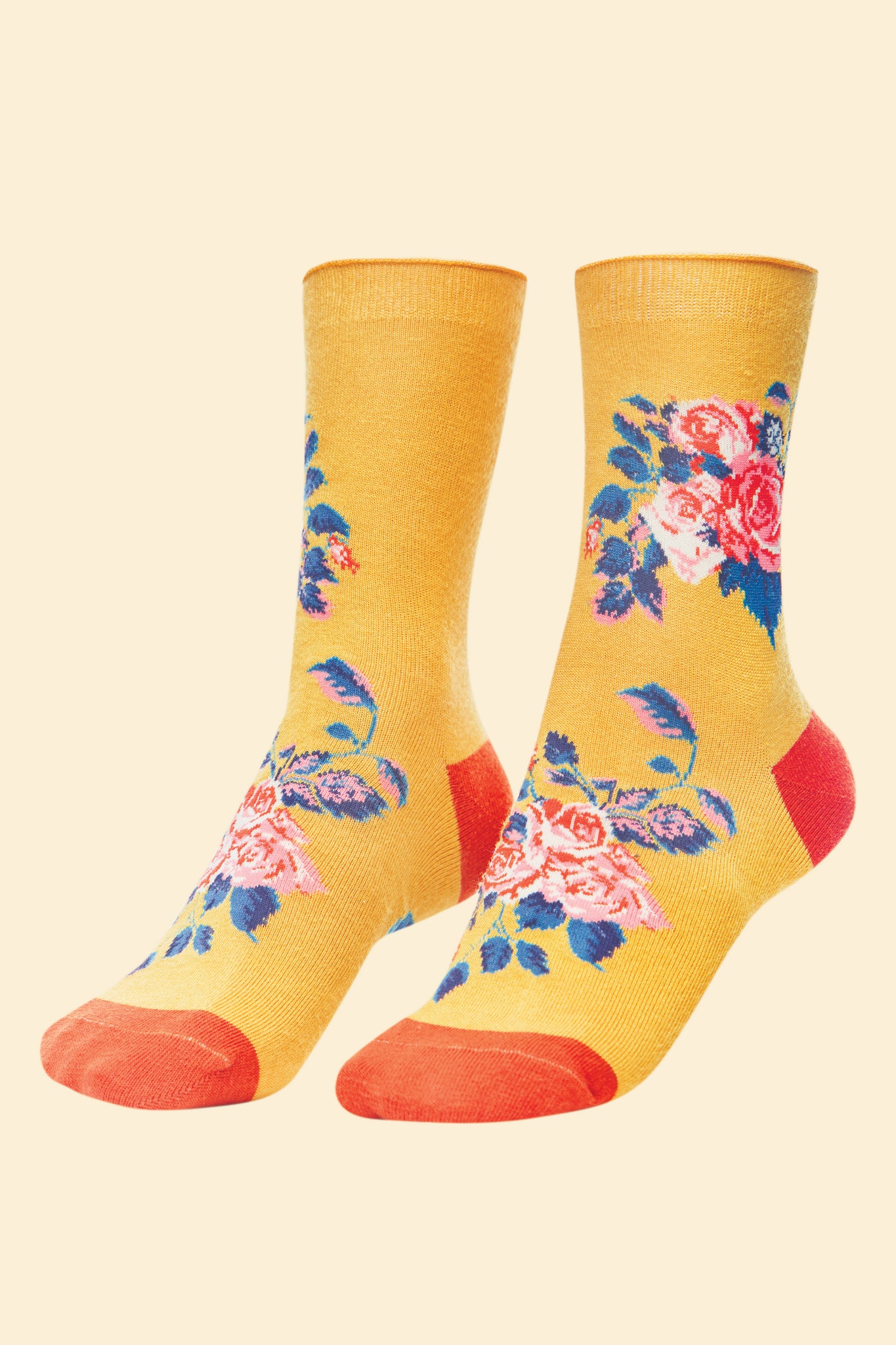 Floral Vines Ankle Socks- Mustard
