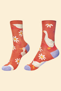 Daisy Ducks Ankle Socks Tangerine