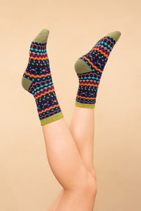 Multi Stripe Cosy Socks - Ink