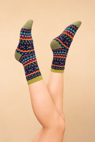Multi Stripe Cosy Socks - Ink