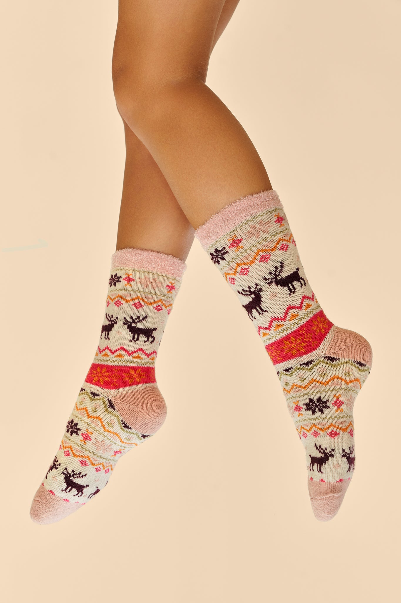 Cosy Fair Isle Reindeer Socks