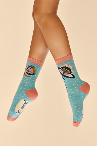 Ankle Socks Scandinavian Stems, Blue