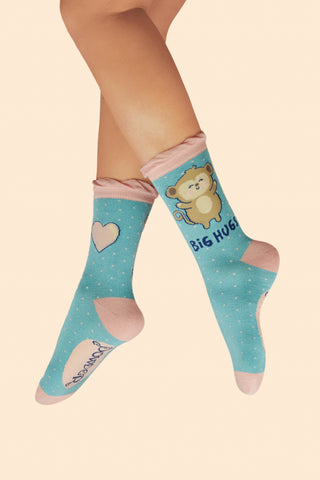 Ankle Socks Huggy Monkey - Aqua