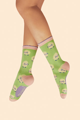 Ankle Socks Marshmallow Sheep - Mint