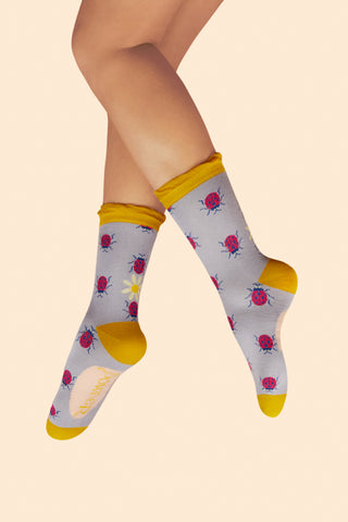 Ankle Socks Lovely Ladybirds - Lilac