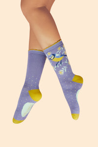 Ankle Socks Blooming Blue Tit-Purple