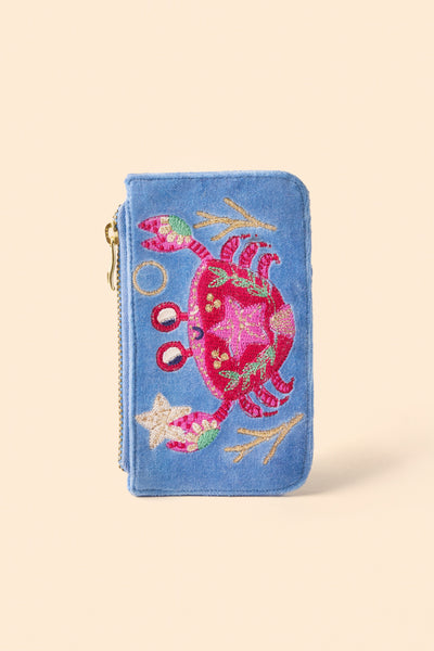 Velvet Card Holder - Seafaring Crab - Cornflower