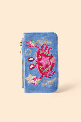 Velvet Card Holder - Seafaring Crab - Cornflower