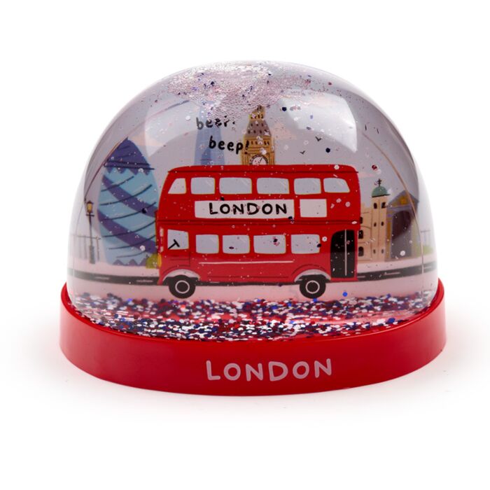 London Bus Large Glitter Snow Storm