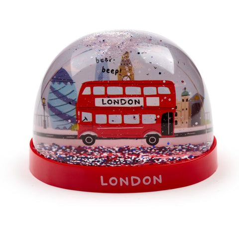 London Bus Large Glitter Snow Storm