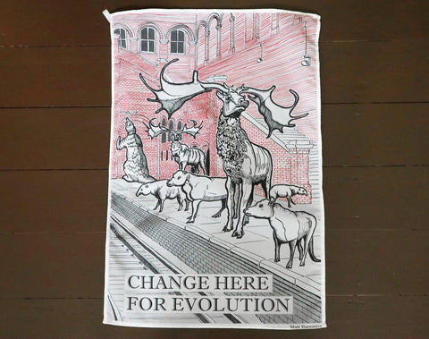 Matt Bannister Art Tea Towel- Change Here for Evolution