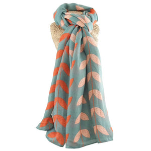 Leafy Lines Scarf -Green