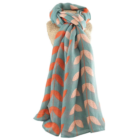 Leafy Lines Scarf -Green