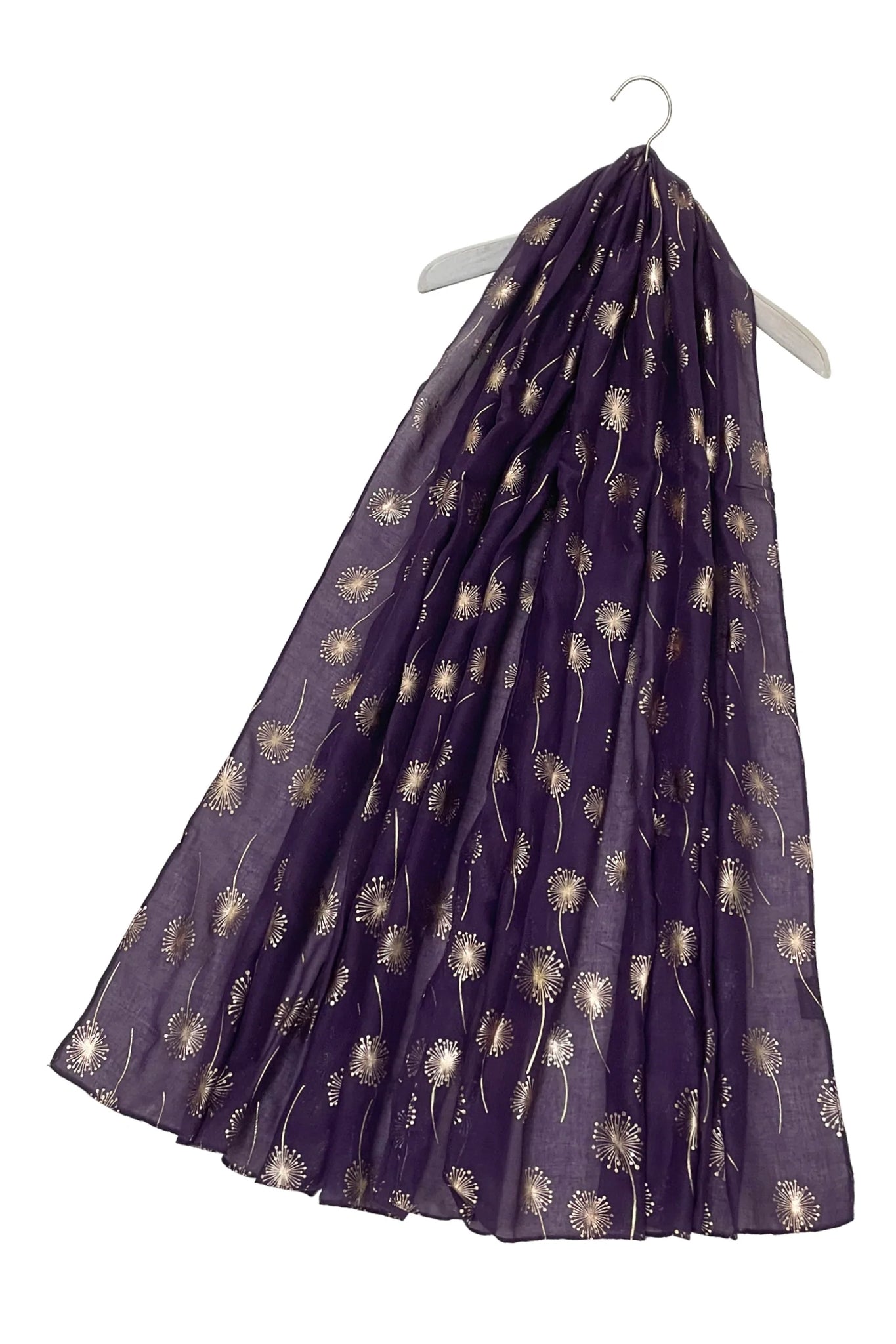 Rose Gold Foiled Dandelion Scarf- Purple