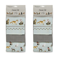 Curious Cats Cotton Tea Towels - Set of 3