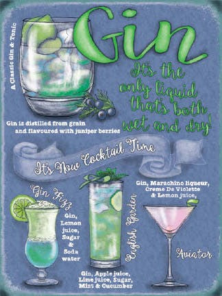 Gin Cocktails Retro Metal Sign