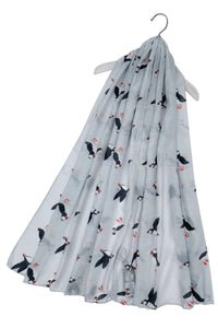 Puffin Print Scarf- Grey