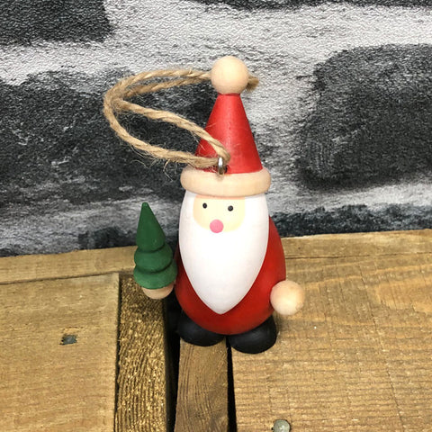 Hanging Wooden Santa
