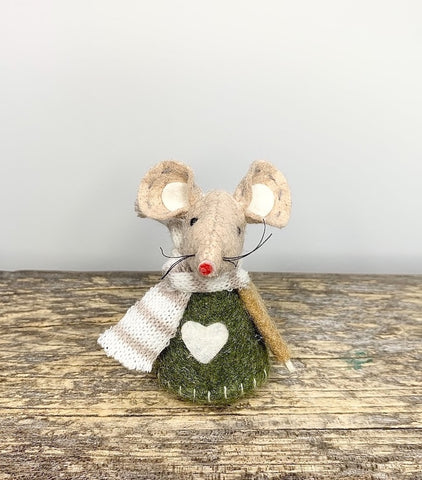 Green and Beige Mouse in a scarf