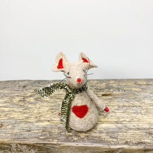 Red and Beige Mouse in a scarf