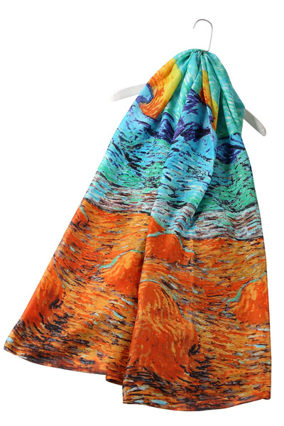 Impressionist Sunset Print Silk Scarf