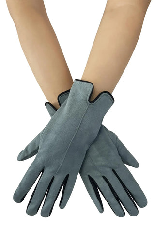 Classic Faux Suede Touchscreen Gloves -Powder Blue