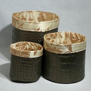 Bronze Faux Leather Pots