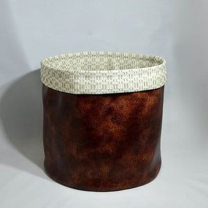 Large Brown Faux Leather Storage Basket