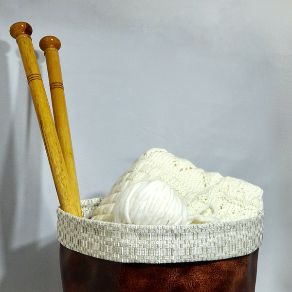 Large Brown Faux Leather Storage Basket