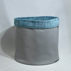 Large Grey Faux Leather Storage Basket