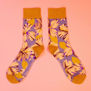 Mens Socks - Hibiscus Purple
