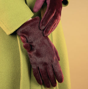 Grace Faux Fur Gloves - Berry