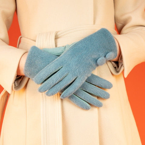 Grace Faux Fur Gloves -Denim