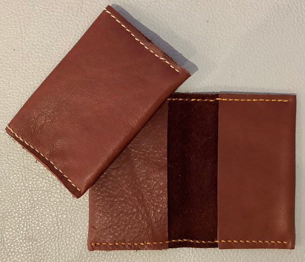 Handstitched Leather Folded Double Card Holder