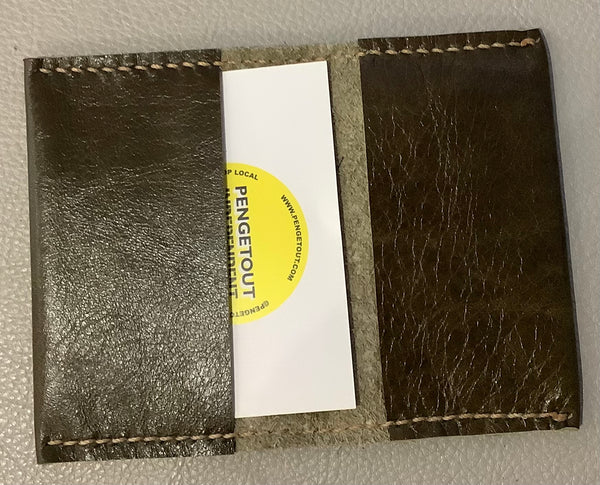 Handstitched Leather Folded Double Card Holder