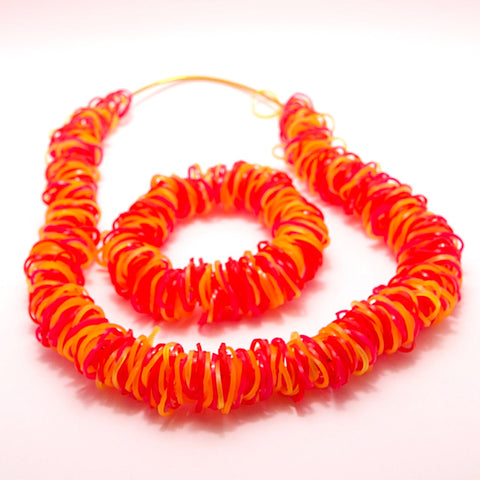 Bright Rubber Band Necklace and Bracelet (sold separately)