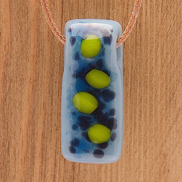Lime Green Pebbles- Handmade Fused glass pendant