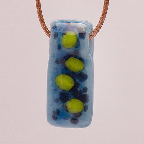 Lime Green Pebbles- Handmade Fused glass pendant