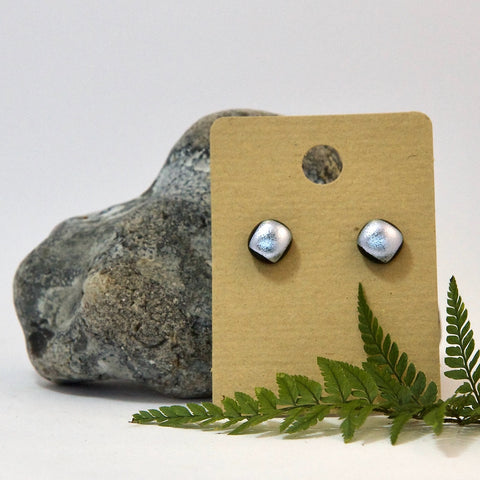 Silver on Black Glass Earrings