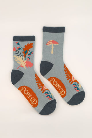 Foraging Ladies Ankle Socks - Ice Blue