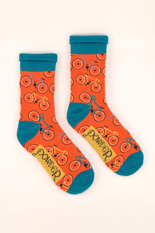 Mens Socks -Bicycles -Tangerine