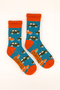 Mens Socks - Vintage Motor Blue