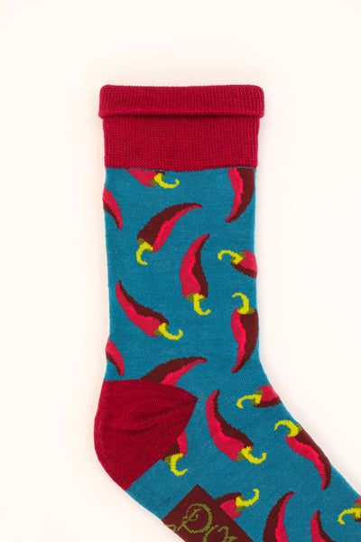 Mens Socks -Hot Chillies Teal