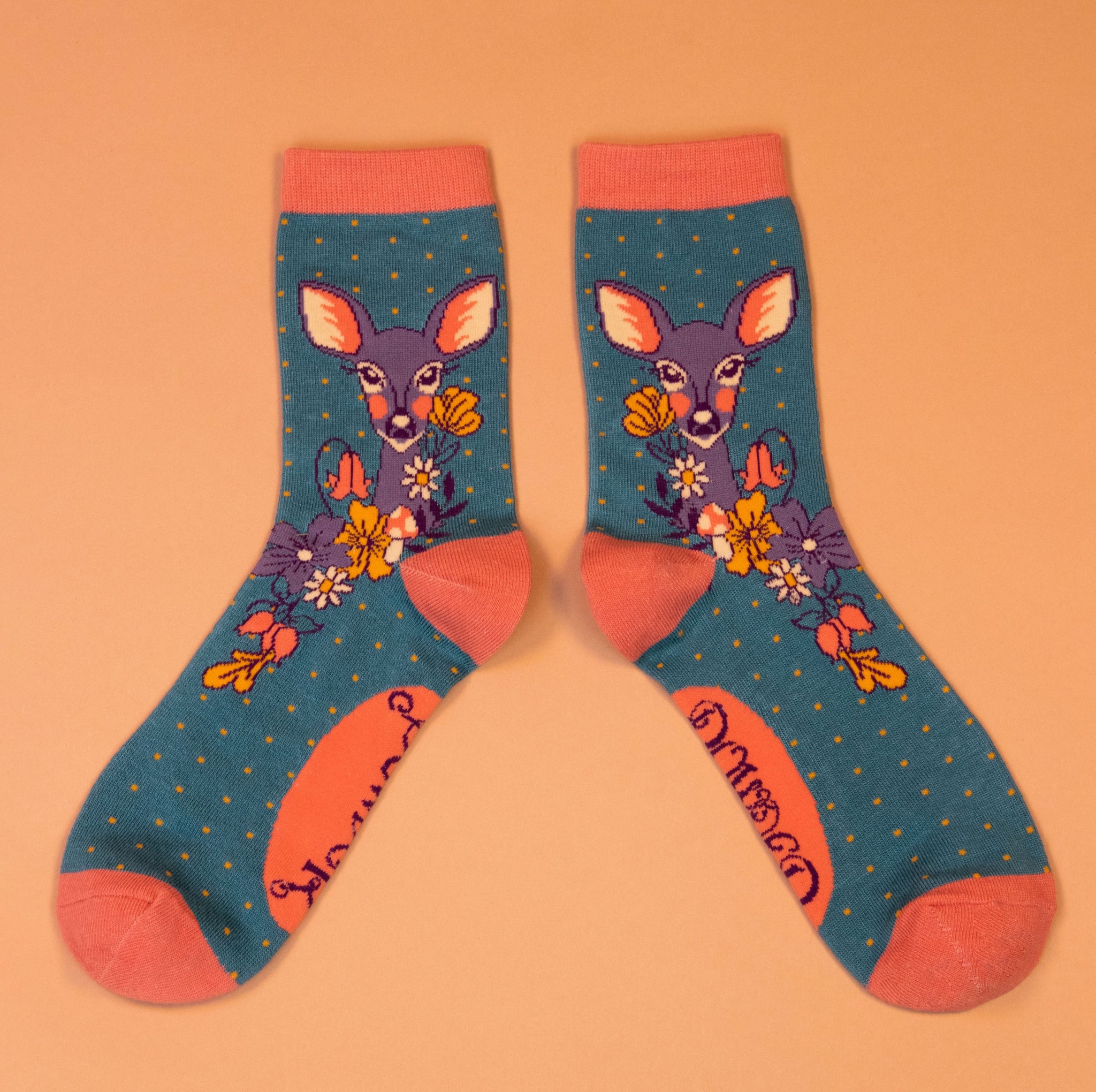 Ladies Ankle Socks - Blue Deer