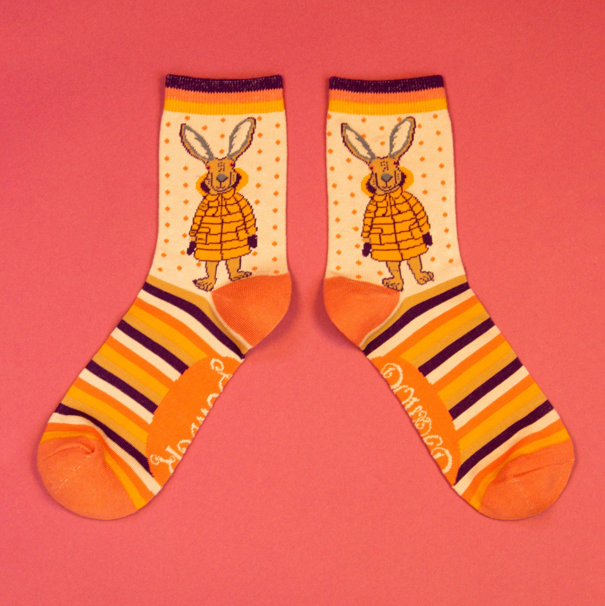 Ladies Ankle Socks -Puffa Jacket Bunny Cream