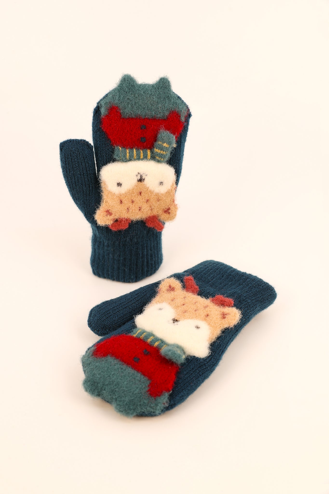 Teal Reindeer Mittens