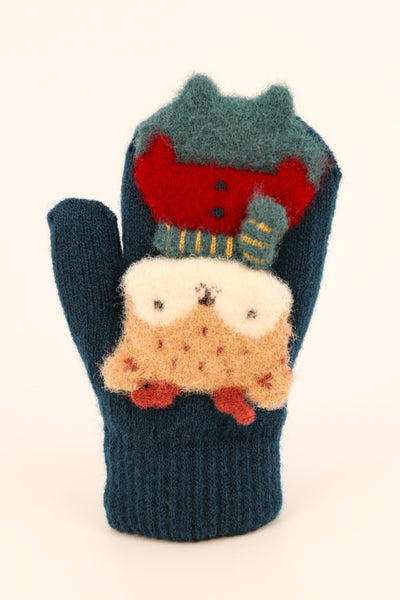 Teal Reindeer Mittens