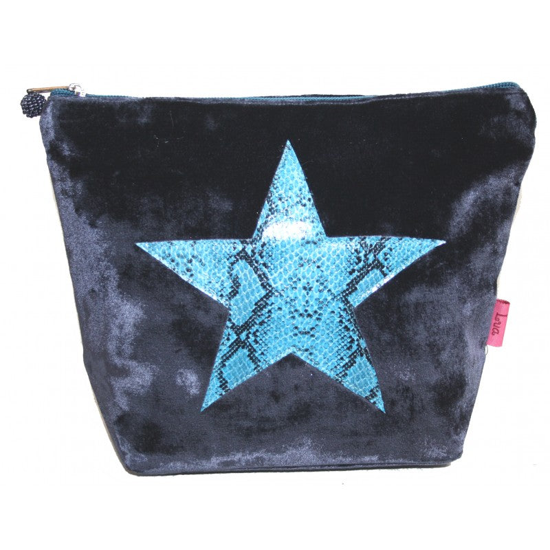 Large Velvet Cosmetic Purse with Snakeskin Star