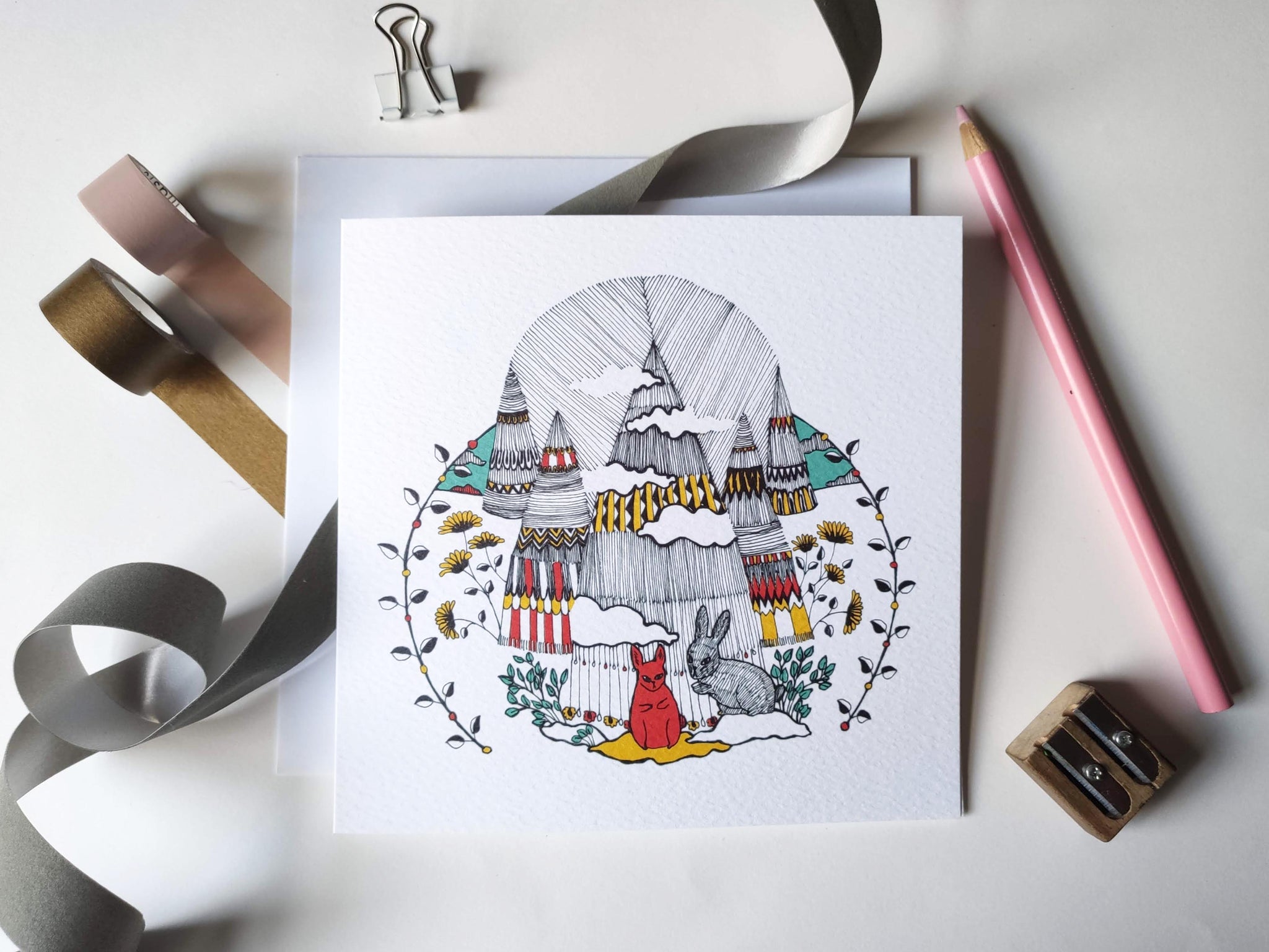 Art Card of Rabbit by Hisako Ando