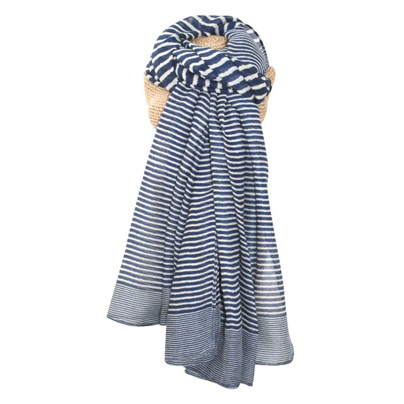 Cross Stripe Scarf- Navy